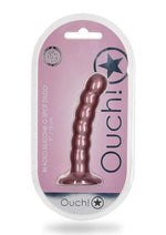 Load image into Gallery viewer, Ouch! Beaded G-Spot Silicone Dildo 5in - Metallic - Rose Gold