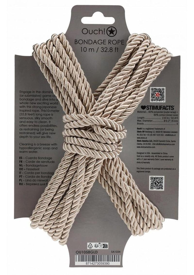 Ouch Bondage Rope 10 Meter Nylon - Gold
