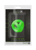 Load image into Gallery viewer, Ouch! Cock Ring and Ball Strap Silicone - Glow In The Dark/Green
