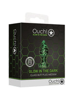Load image into Gallery viewer, Ouch! Glass Butt Plug - Glow In The Dark/Green - Medium