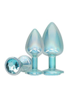 Load image into Gallery viewer, Ouch! Paris Collection Metal Anal Plug - Blue/Metal - 3 Piece/Set