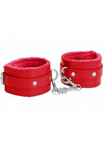 Load image into Gallery viewer, Ouch! Plush Leather Wrist Cuff - Red