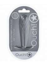 Load image into Gallery viewer, Ouch! Ribbed Anal Plug Silicone - Grey/Gun Metal