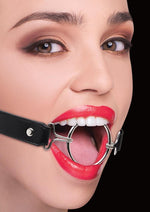 Load image into Gallery viewer, Ouch! Ring Gag XL with Leather Straps - Black/Metal