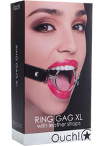 Load image into Gallery viewer, Ouch! Ring Gag XL with Leather Straps - Black/Metal