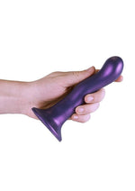 Load image into Gallery viewer, Ouch! Ultra Soft Curvy G-Spot Silicone Dildo 7in - Metallic