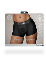 Load image into Gallery viewer, Ouch! Vibrating Strap-On Boxer Rechargeable - Black - Large/Medium