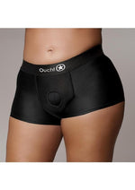 Load image into Gallery viewer, Ouch! Vibrating Strap-On Boxer Rechargeable - Black - XLarge/XXLarge
