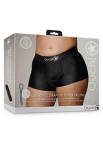 Load image into Gallery viewer, Ouch! Vibrating Strap-On Boxer Rechargeable - Black - XLarge/XXLarge
