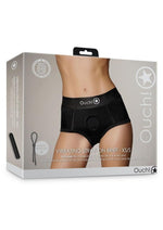 Load image into Gallery viewer, Ouch! Vibrating Strap-On Brief Rechargeable - Black - Small/XSmall