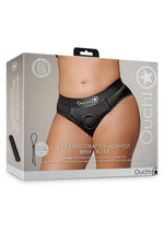 Load image into Gallery viewer, Ouch! Vibrating Strap-On High-Cut Brief Rechargeable - Black - XLarge/XXLarge