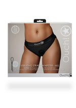 Load image into Gallery viewer, Ouch! Vibrating Strap-On Hipster Rechargeable - Black - Large/Medium
