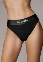 Load image into Gallery viewer, Ouch! Vibrating Strap-On Hipster Rechargeable - Black - Small/XSmall