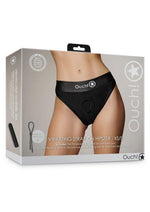 Load image into Gallery viewer, Ouch! Vibrating Strap-On Hipster Rechargeable - Black - Small/XSmall
