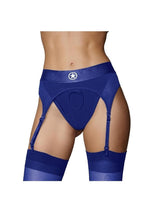 Load image into Gallery viewer, Ouch! Vibrating Strap-On Thong Rechargeable - Blue - Small/XSmall