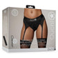 Ouch! Vibrating Strap-On Thong with Adjustable Garters Rechargeable - Black - Large/Medium