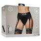 Ouch! Vibrating Strap-On Thong with Adjustable Garters Rechargeable - Black - Small/XSmall