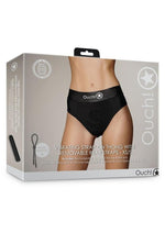 Load image into Gallery viewer, Ouch! Vibrating Strap-On Thong with Removable Butt Straps Rechargeable - Black - Small/XSmall