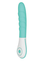 Load image into Gallery viewer, OVO Silkskyn Rechargeable Silicone Ribbed Vibrator - Aqua/Teal/White
