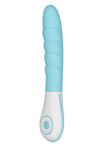 Load image into Gallery viewer, OVO Silkskyn Rechargeable Silicone Ribbed Vibrator - Blue/White
