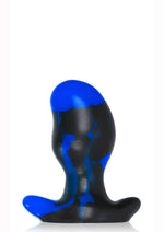 Load image into Gallery viewer, Oxballs Ergo Silicone Butt Plug - Black/Blue/Police Blue Swirl - Medium