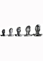 Load image into Gallery viewer, Oxballs Ergo Silicone Butt Plug - Black/Platinum Swirl/Silver - Small