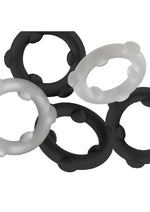 Load image into Gallery viewer, Oxballs Gearheads Silicone Spinner Cock Rings (5 Pack) - Black/Vapor