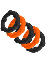 Load image into Gallery viewer, Oxballs Gearheads Silicone Spinner Cock Rings - Black/Orange - 5 Pack