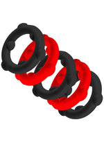 Load image into Gallery viewer, Oxballs Gearheads Silicone Spinner Cock Rings - Black/Red - 5 Pack