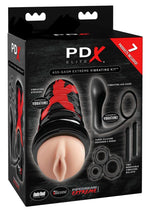 Load image into Gallery viewer, Pipedream Extreme Elite Ass-Gasm Vibrating Kit Masturbator with Bullets - Pussy - Black/Vanilla
