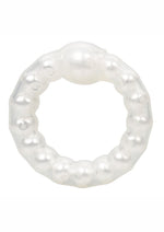 Load image into Gallery viewer, Pearl Beaded Prolong Silicone Cock Ring - White
