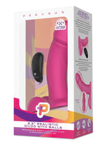 Load image into Gallery viewer, Pegasus Realistic Silicone Rechargeable Dildo with Balls with Remote Control and Adjustable Harness - Pink - 6.5in - Set
