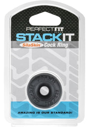 Perfect Fit Stackit Silaskin Cock Ring - Black/Clear