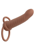 Load image into Gallery viewer, Performance Maxx Rechargeable Silicone Ribbed Dual Penetrator Extender - Chocolate