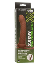 Load image into Gallery viewer, Performance Maxx Rechargeable Silicone Ribbed Dual Penetrator Extender - Chocolate
