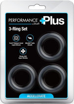 Load image into Gallery viewer, Performance Plus Accelerate Silicone Cock Ring - Black - 3 Piece/Set
