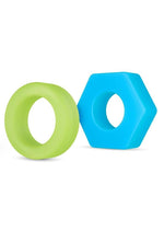 Load image into Gallery viewer, Performance Plus Flash Silicone Glow In The Dark Cock Ring - Glow In The Dark/Multicolor - 2 Piece/Set
