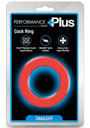 Performance Plus Takeoff Silicone Cock Ring - Black/Red