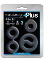 Load image into Gallery viewer, Performance Plus Throttle Silicone Cock Ring - Black - 3 Piece/Set
