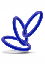 Load image into Gallery viewer, Performance Vs1 Pure Premium Silicone Cock Rings - Blue/Indigo - Medium - 3 Pack
