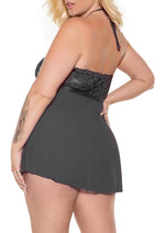 Load image into Gallery viewer, Pink Pussycat Babydoll and G-String - Black - XLarge