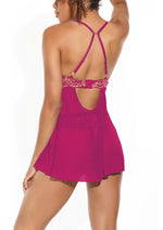 Load image into Gallery viewer, Pink Pussycat Babydoll and Thong - Pink/Rose Gold - Large