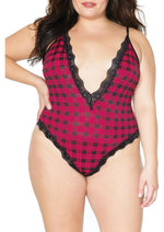 Load image into Gallery viewer, Pink Pussycat Plaid Teddy - Black/Pink - XLarge
