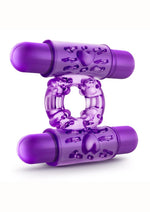 Load image into Gallery viewer, Play with Me Double Play Dual Vibrating Cock Ring - Purple
