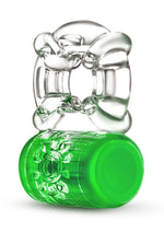 Load image into Gallery viewer, Play with Me Pleaser Rechargeable Cock Ring - Green/Neon Green
