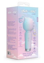 Load image into Gallery viewer, Play with Me Unicorn Dreams Silicone Rechargeable Clitoral Stimulator - Blue/Green

