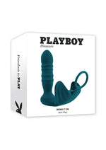 Load image into Gallery viewer, Playboy Bring It On Rechargeable Silicone Anal Plug with Cock Ring - Teal
