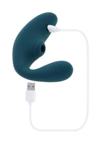 Load image into Gallery viewer, Playboy Charmer Rechargeable Silicone Dual Vibrator with Clitoral Stimulation