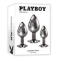 Playboy Pleasure 3 Ways Metal Anal Training Kit - Black/Metal - 3 Piece