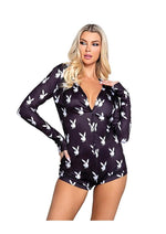 Load image into Gallery viewer, Playboy Slumber Bunny Romper - Black/White - Medium/Small
